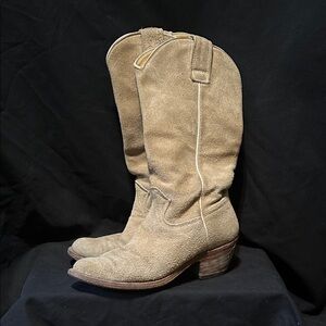 Vintage Stewart Women's Tan Suede Cowboy Boots